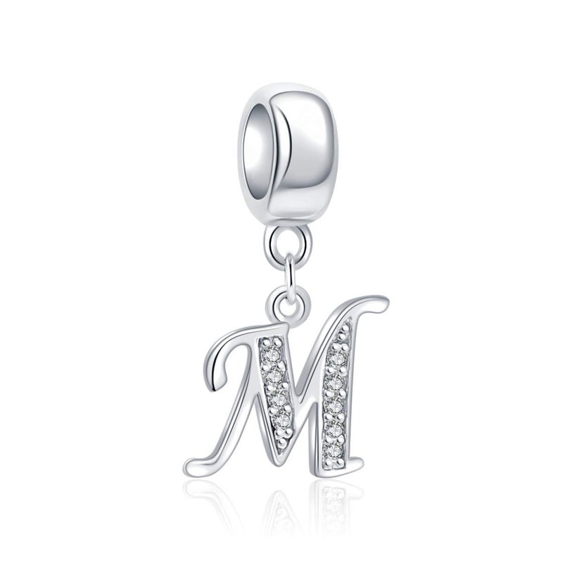 SOUKISS Letter M Charm Sterling Silver 925 Initial A-z Alphabet Beads Name Charm Fits Pandora Bracelet Charms - Image 1